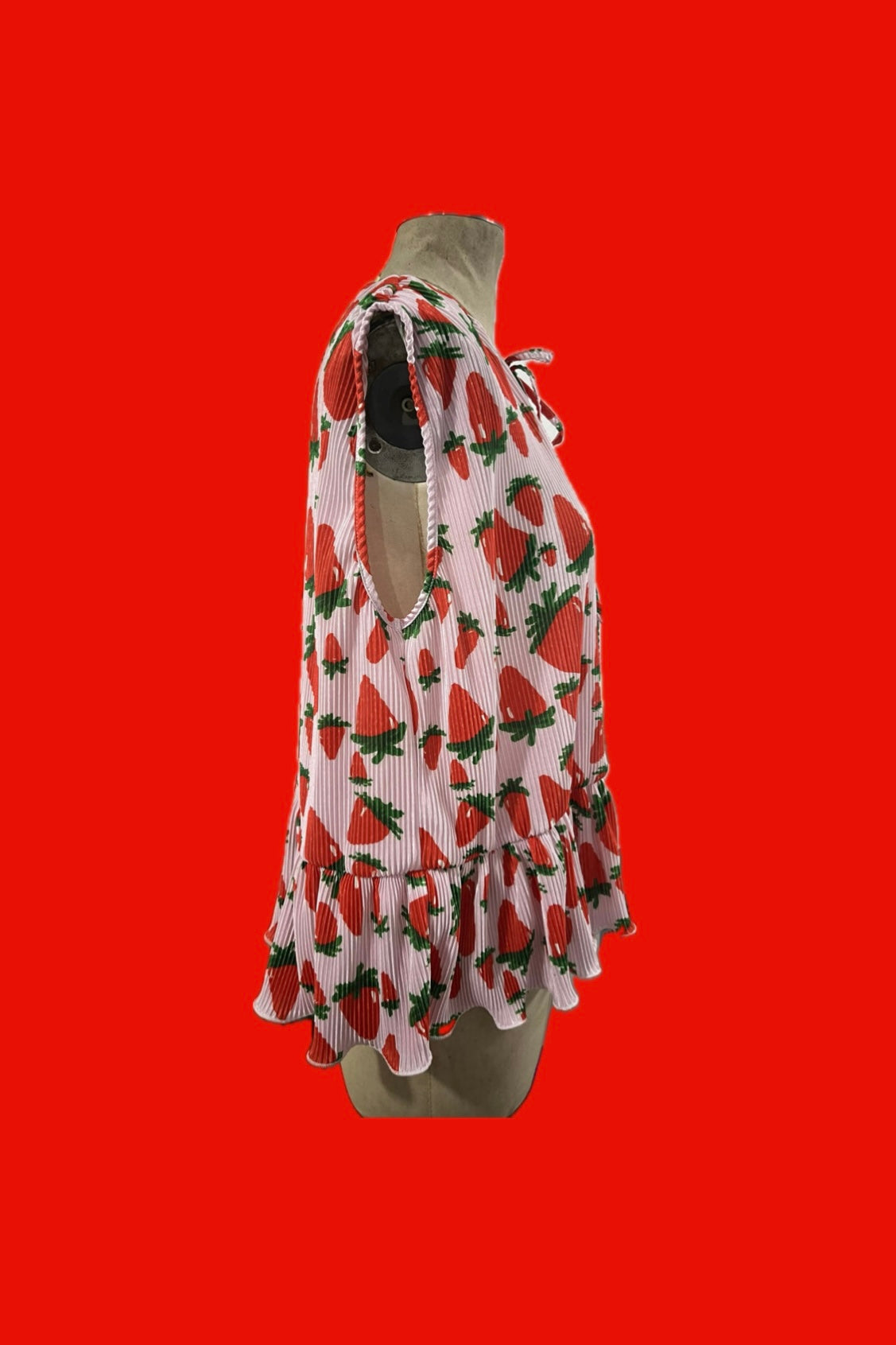 TABY ORIGINAL: Strawberry Fields Plisse Short/Vest Set In Sizes XS-5X!***