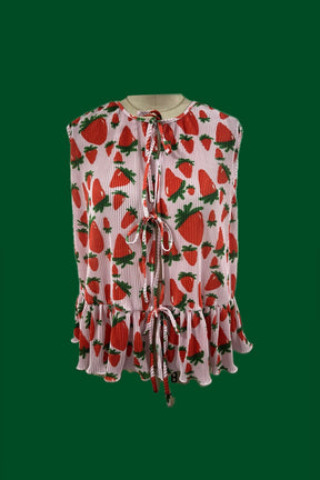 TABY ORIGINAL: Strawberry Fields Plisse Short/Vest Set In Sizes XS-5X!***