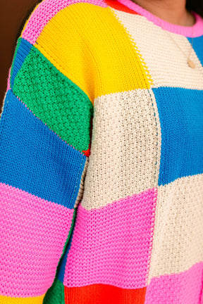 TABY ORIGINAL: Mixed Signals Color Blocking Sweater*** Sizes XS-5X!*** PREORDER PROMO***