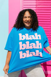 TABY ORIGINAL: BLAH BLAH  Boxy Tee In HAWAII BLUE*** 2 sided flippable neckline***