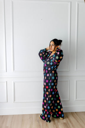 TABY ORIGINAL: Long Sleeve I Feel Bonita Plisse Pant Set In BLACK & in Sizes XS-5X***