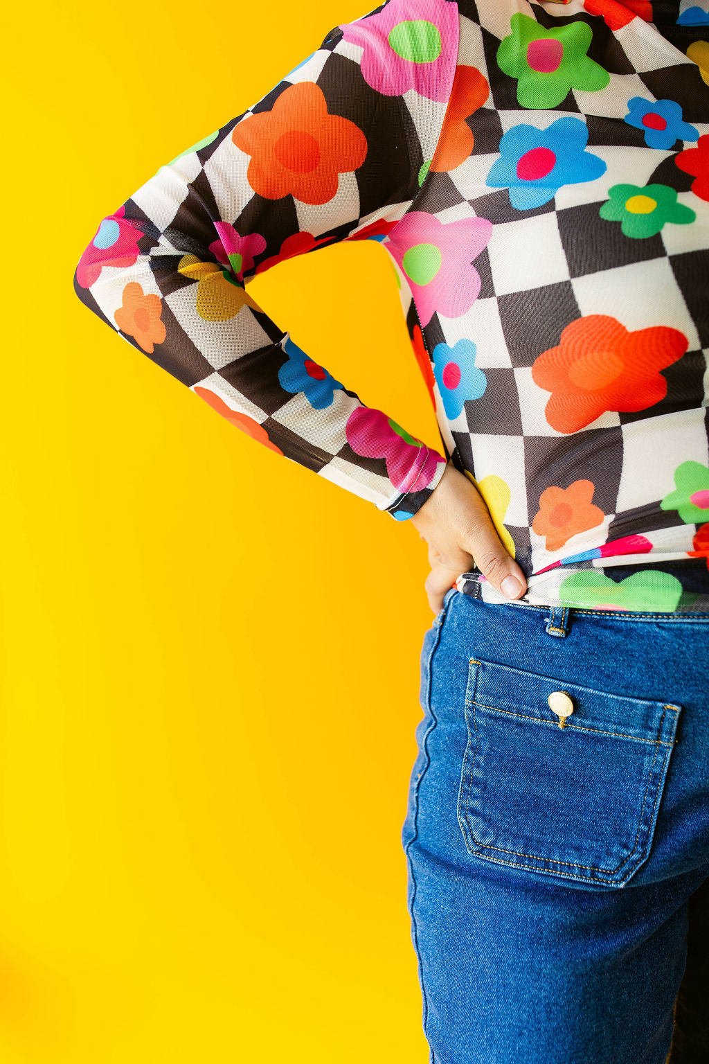 TABY ORIGINAL: In My Blooming Era Peekaboo Mesh top IN SIZES XS-5X***