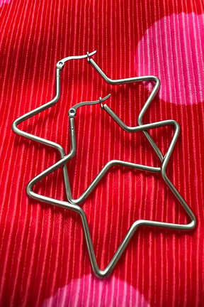 Star Gazing Hoop Earrings In Color Silver PREORDER***