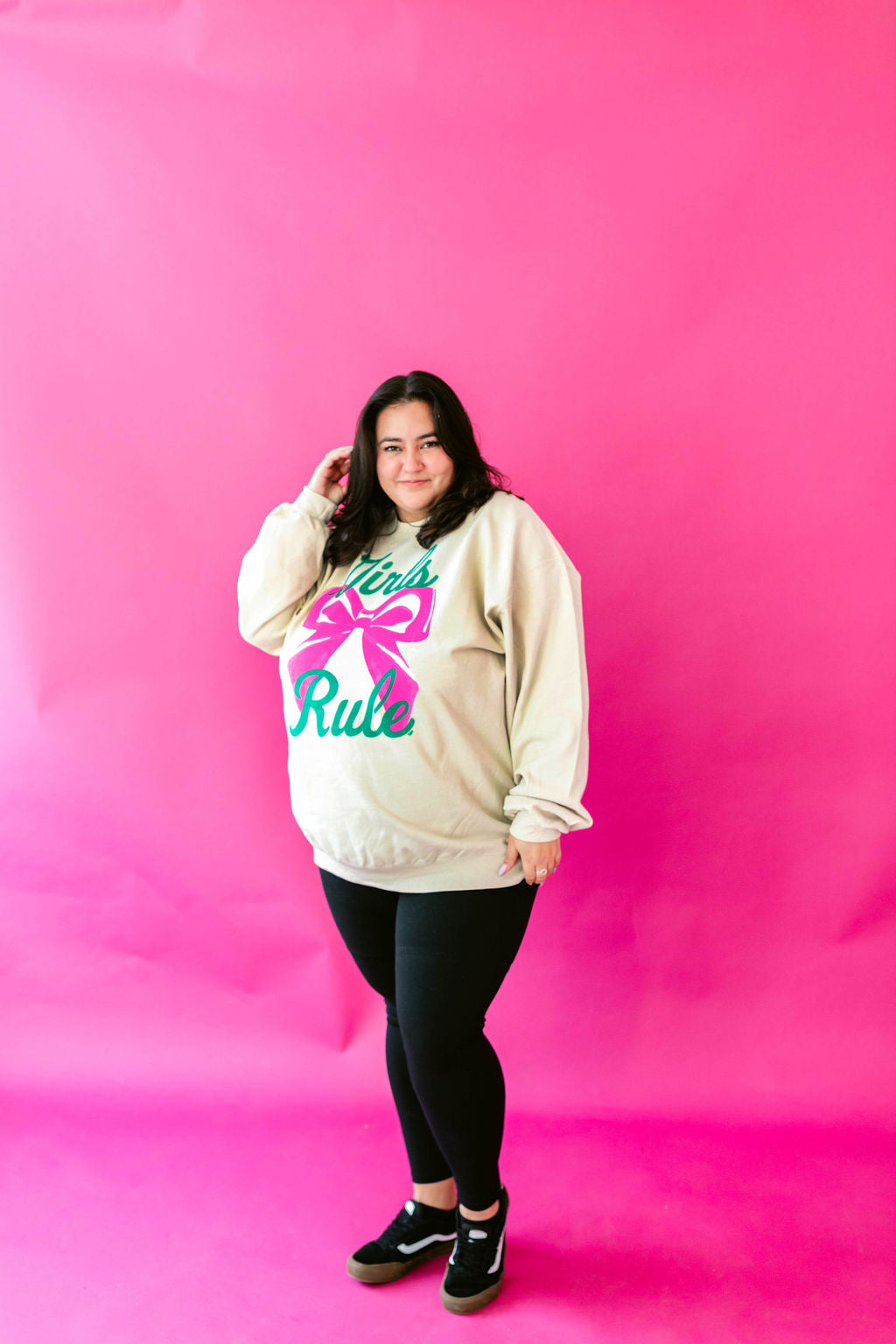 TABY ORIGINAL: Girls Rule Pullover Crew Neck in SAND*** In Sizes XS-5X!***