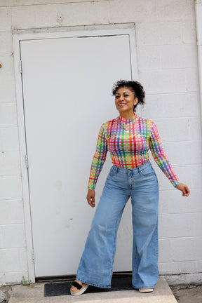 TABY ORIGINAL: Get Noticed Peekaboo Mesh top IN SIZES XS-5X***