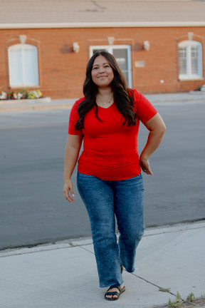 TABY ORIGINAL: Versa Tee In RED*** IN SIZES XS-5X** BUNDLE AND SAVE***