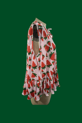 TABY ORIGINAL: Strawberry Fields Plisse Short/Vest Set In Sizes XS-5X!***