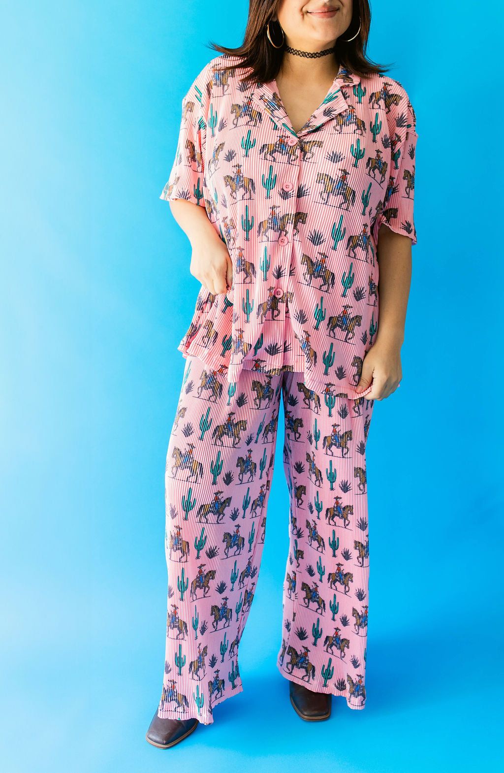 TABY ORIGINAL:Rebel Rose Plisse Pant Set In Sizes XS-5X***