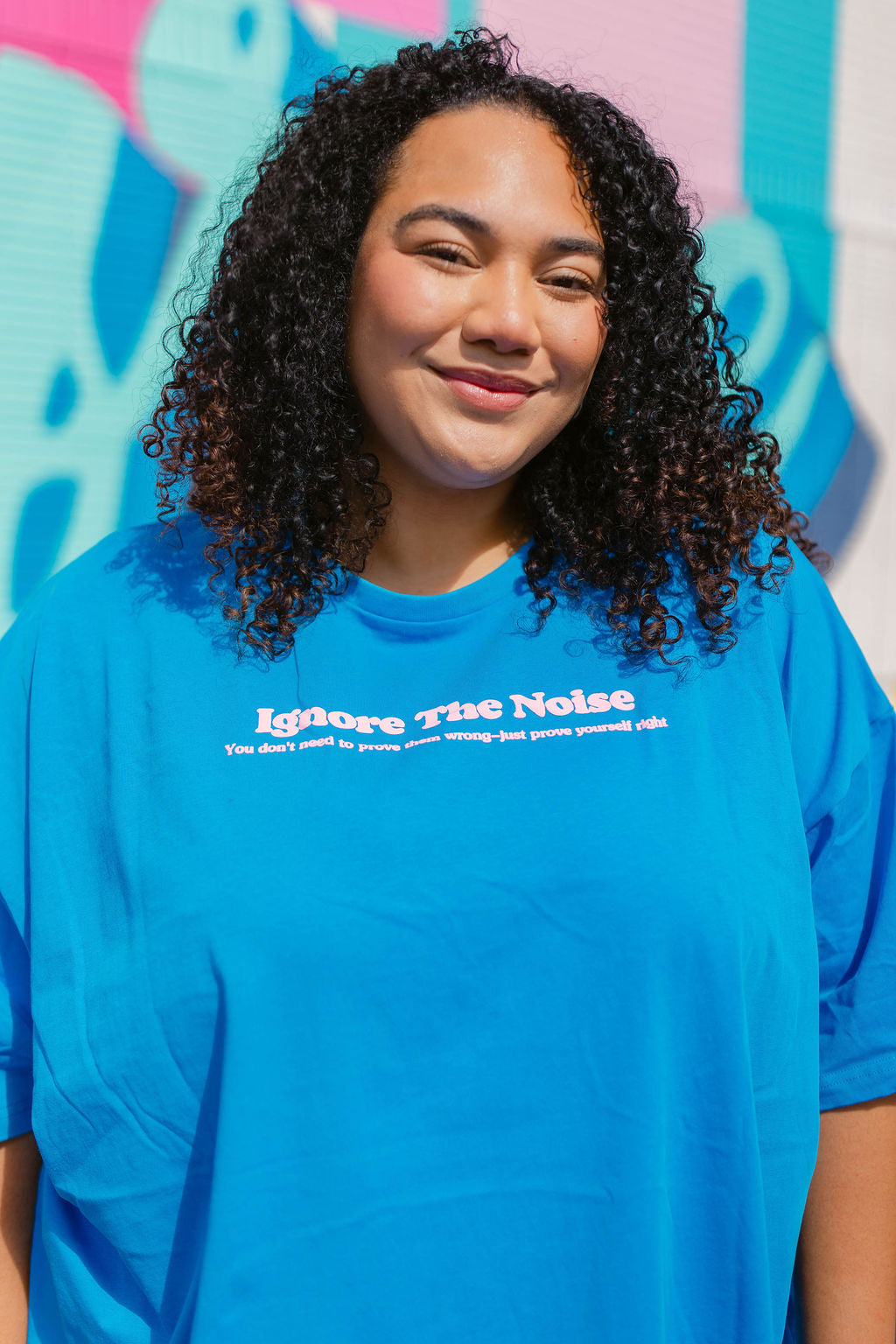 TABY ORIGINAL: BLAH BLAH  Boxy Tee In HAWAII BLUE*** 2 sided flippable neckline***