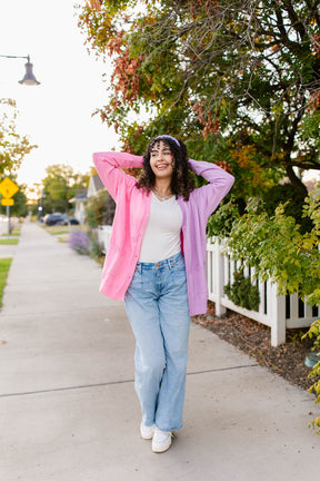 TABY ORIGINAL: The Yin To My Yang Cardigan In LAVENDER & PINK** In Sizes XS-5X!***