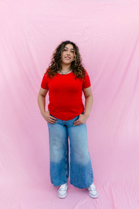 TABY ORIGINAL: Versa Tee In RED*** IN SIZES XS-5X** BUNDLE AND SAVE***