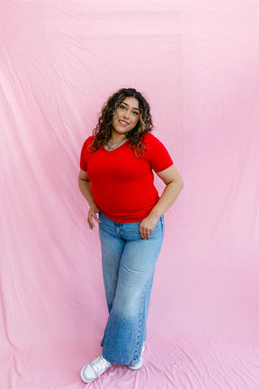 TABY ORIGINAL: Versa Tee In RED*** IN SIZES XS-5X** BUNDLE AND SAVE***