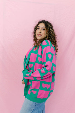 TABY ORIGINAL: Radical Self Love Cardigan In GREEN & PINK*** Sizes XS-5X!***