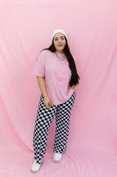 Checkered Wide Leg Bottoms RESTOCKED***