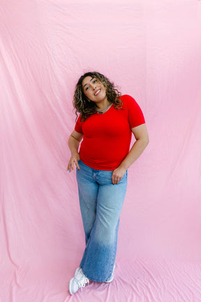 TABY ORIGINAL: Versa Tee In RED*** IN SIZES XS-5X** BUNDLE AND SAVE***