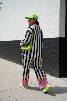 TABY ORIGINAL: Pretty In Flames Long Sleeve Plisse Pant Set in Sizes XS-5X***