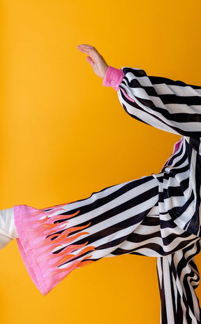 TABY ORIGINAL: Pretty In Flames Long Sleeve Plisse Pant Set in Sizes XS-5X***