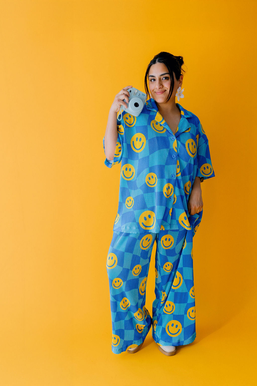 TABY ORIGINAL: Turn That Frown Upside Down Plisse Pant Set In Sizes XS-5X***