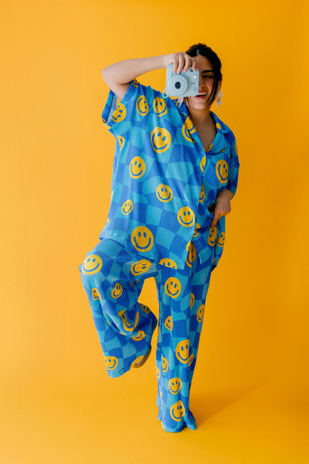 TABY ORIGINAL: Turn That Frown Upside Down Plisse Pant Set In Sizes XS-5X***