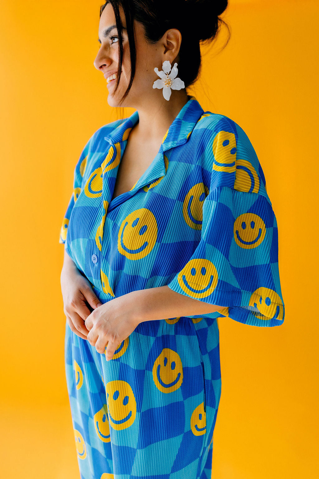 TABY ORIGINAL: Turn That Frown Upside Down Plisse Pant Set In Sizes XS-5X***