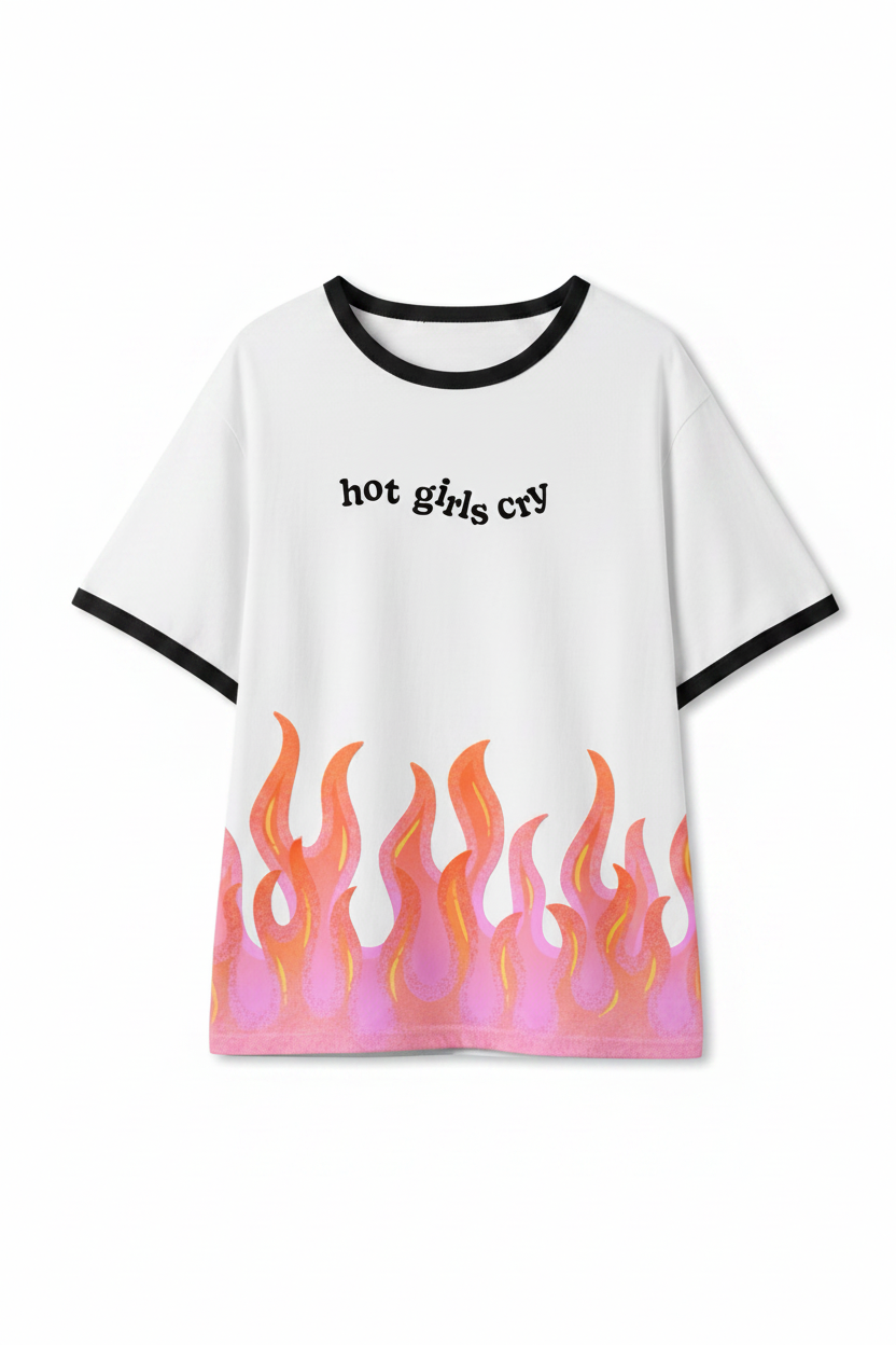 TABY ORIGINAL: Hot Girls Cry X Pretty In Flames Boxy Tee PREORDER PROMO***