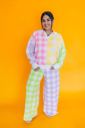 TABY ORIGINAL: Sweet Gingham Sweater & Pant Set IN SIZES XS-5X** PREORDER PROMO***