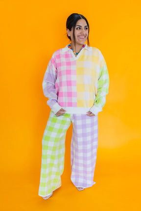 TABY ORIGINAL: Sweet Gingham Sweater & Pant Set IN SIZES XS-5X** PREORDER PROMO***