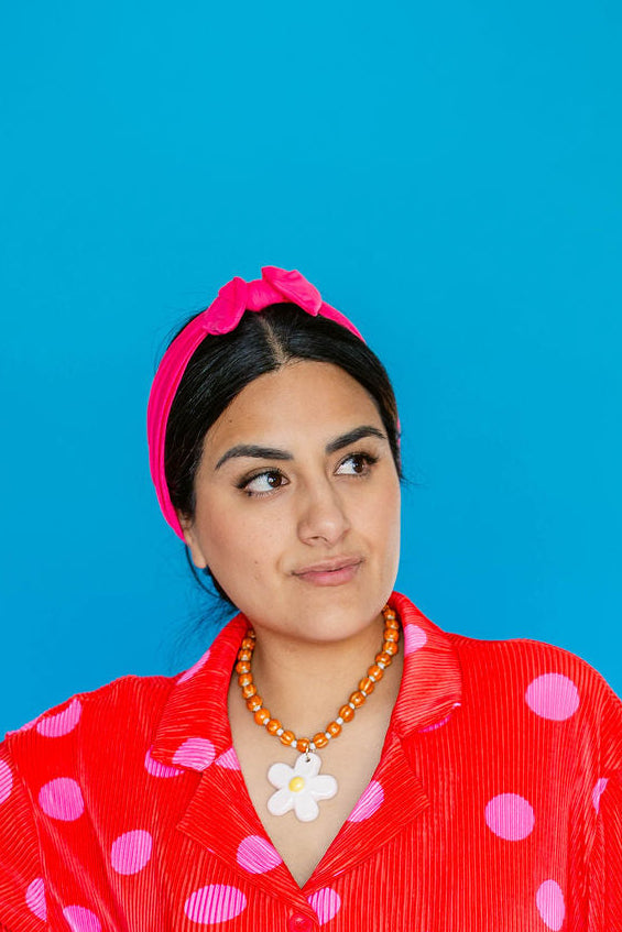 Rose Pink Bow Headband