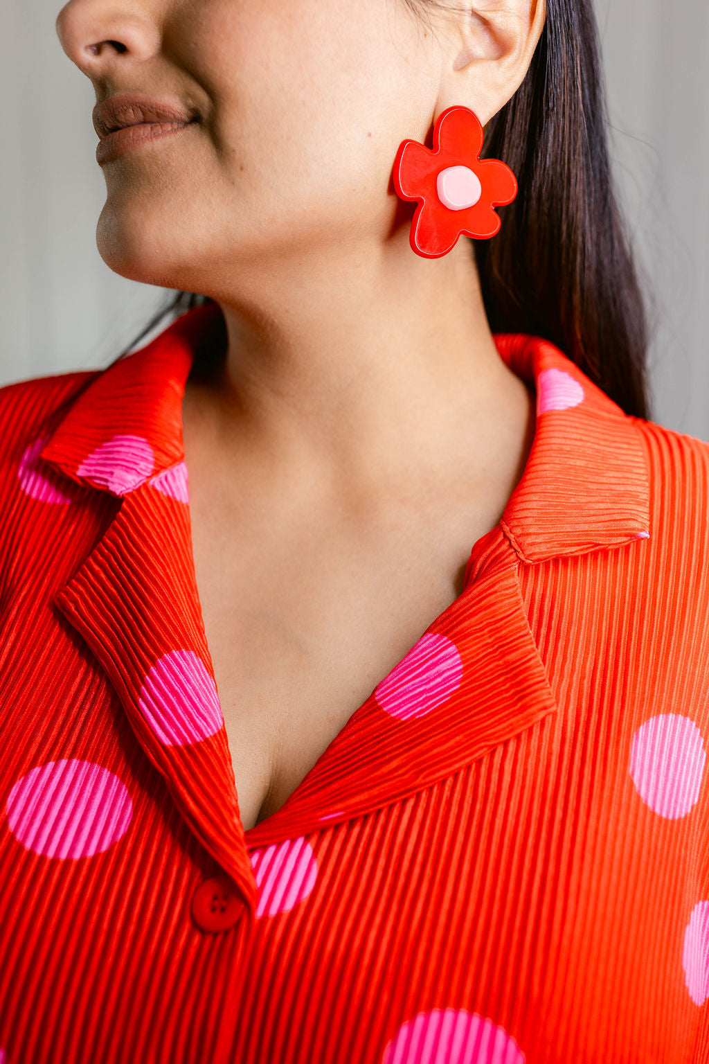 Dots & Petals Resin Flower Earrings
