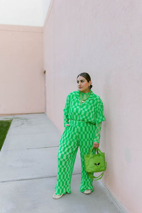 TABY ORIGINAL: Green Grid Mesh Top