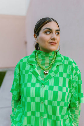 Golden Heart Necklace In GREEN***