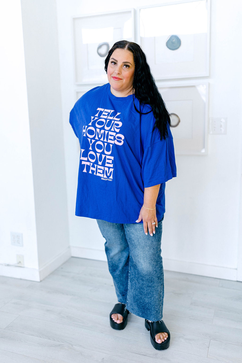 TABY ORIGINAL: Tell Your Homies You Love Them Boxy Tee In AZURE BLUE***