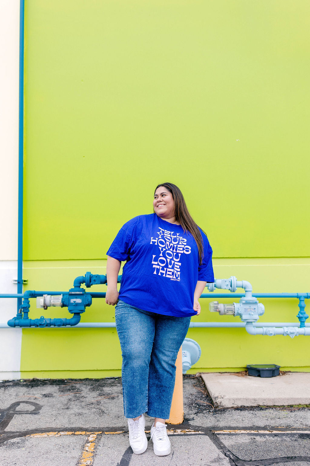 TABY ORIGINAL: Tell Your Homies You Love Them Boxy Tee In AZURE BLUE***