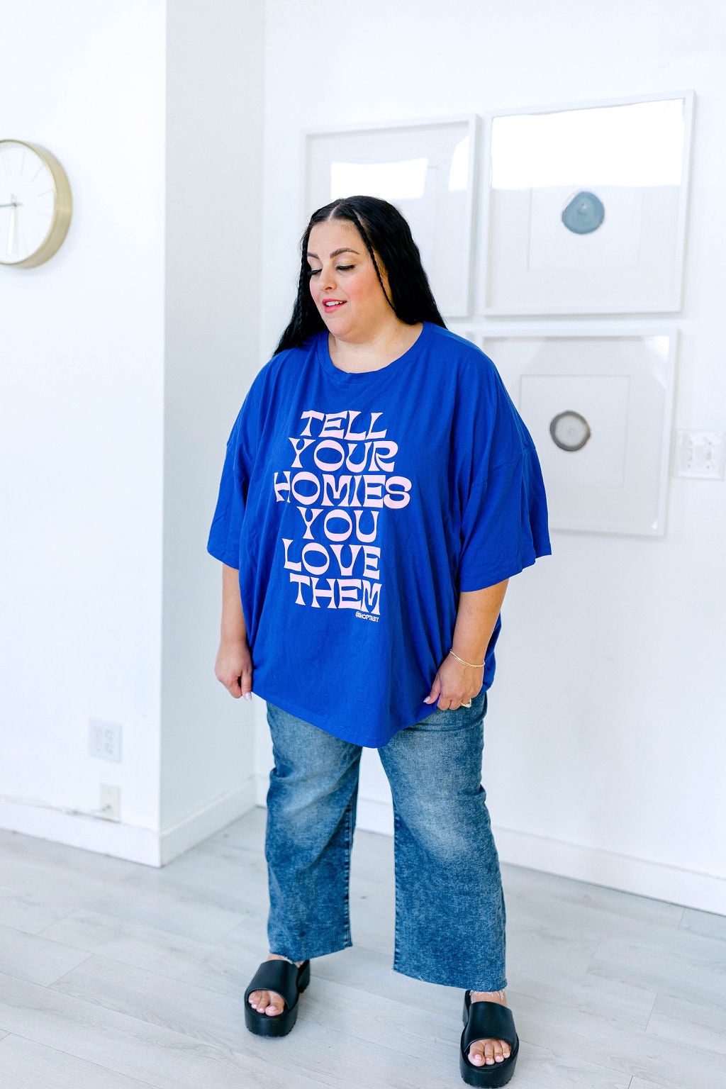 TABY ORIGINAL: Tell Your Homies You Love Them Boxy Tee In AZURE BLUE***