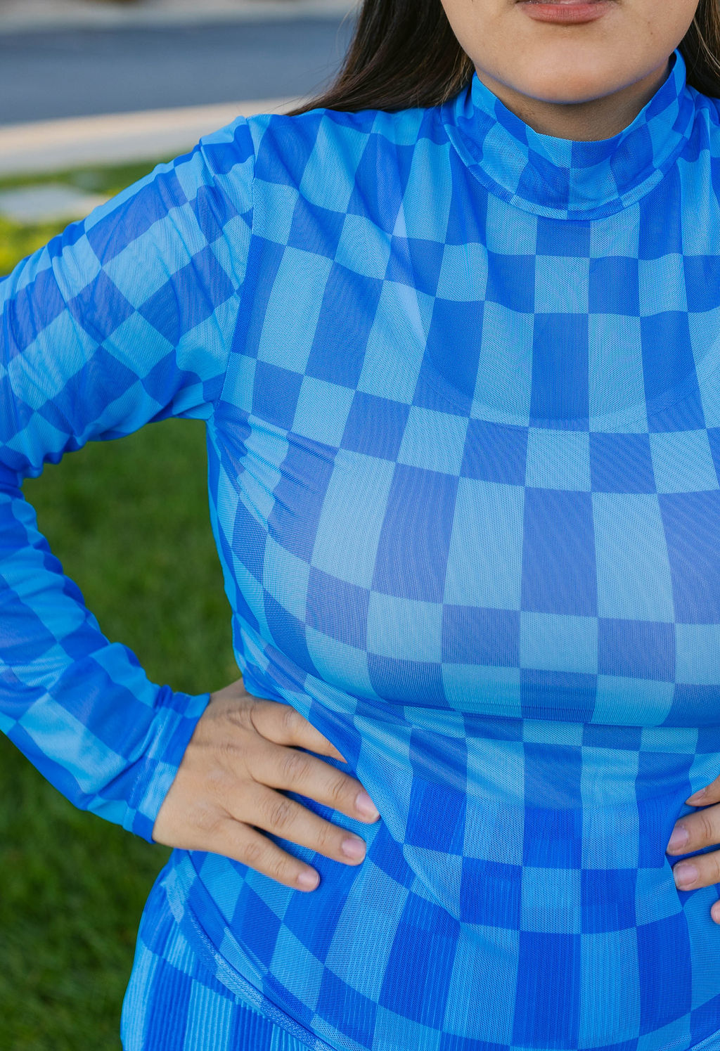 TABY ORIGINAL: Blue Grid Mesh Top