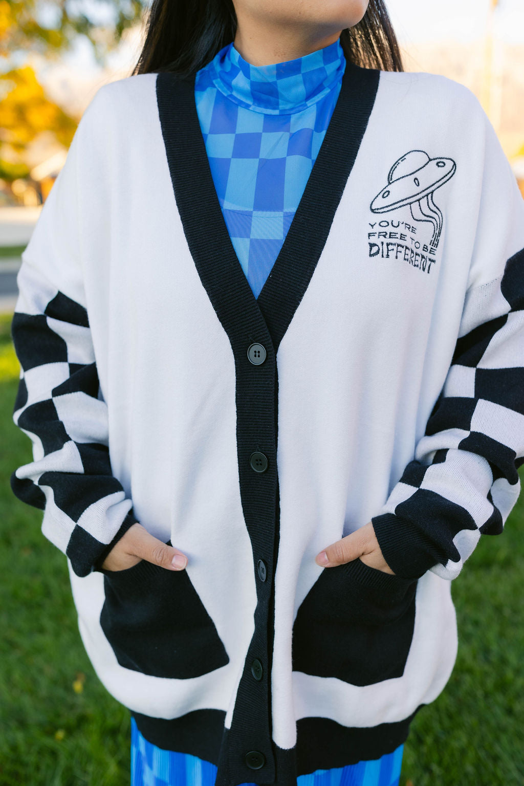 TABY ORIGINAL: Blue Grid Mesh Top