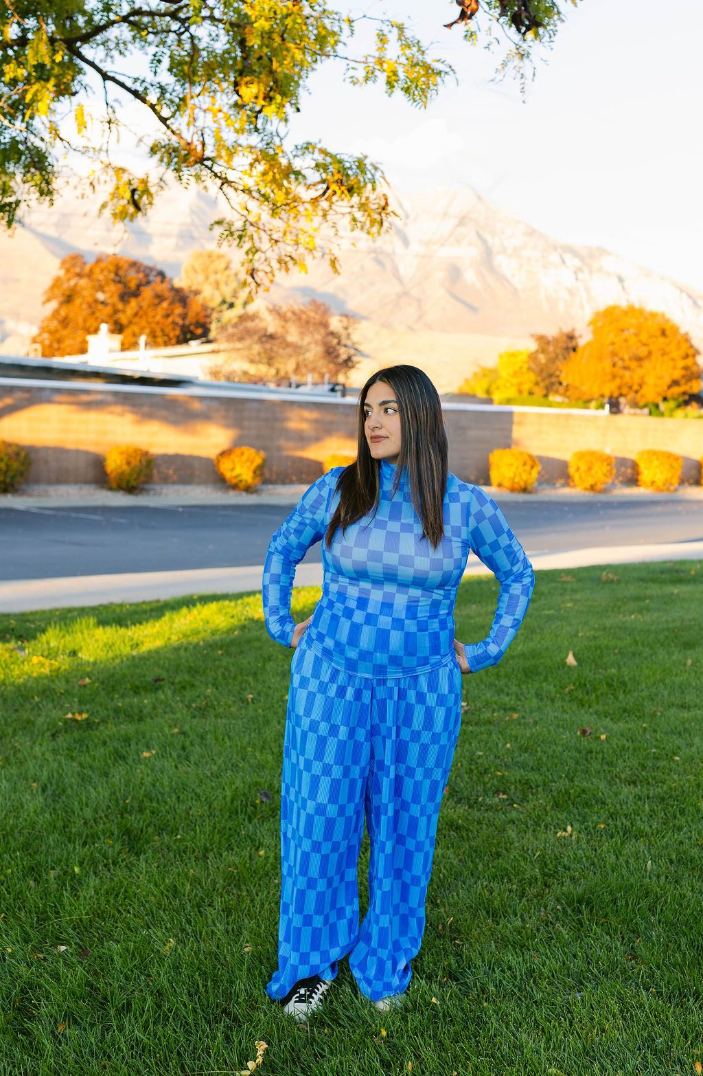 TABY ORIGINAL: Blue Grid Mesh Top