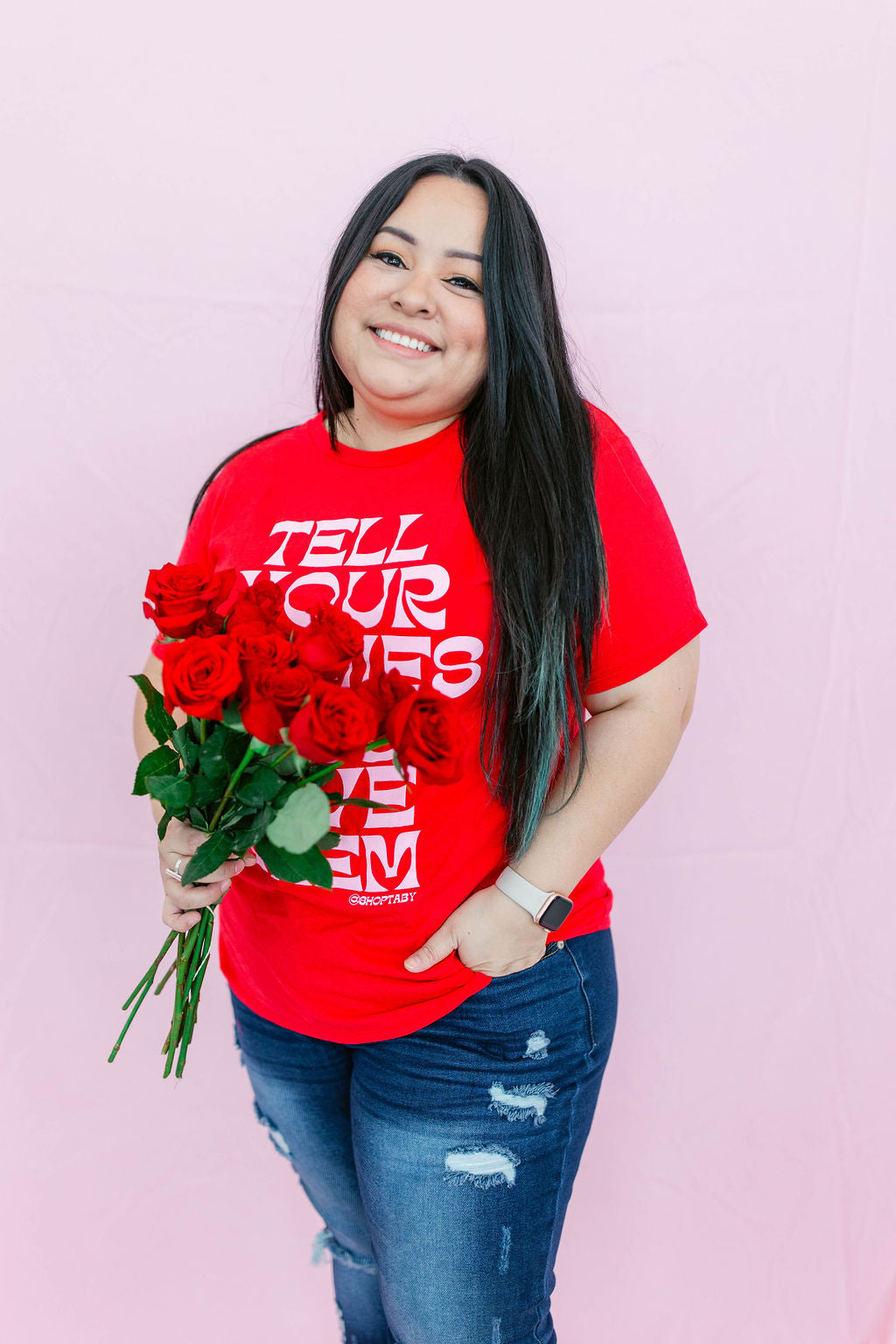 TABY ORIGINAL: Tell Your Homies You Love Them RELAXED Tee In RED***