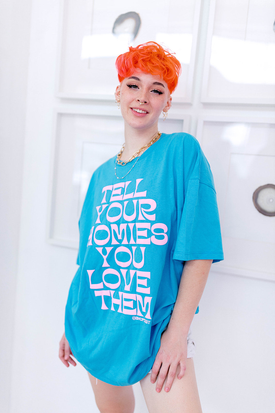 TABY ORIGINAL: Tell Your Homies You Love Them Boxy Tee EXTREME PUFF*** IN SKY BLUE***