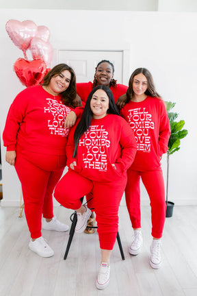 TABY ORIGINAL DESIGN: Tell Your Homies You Love Them Set in RED*** PUFF***& ULTRA SOFT***