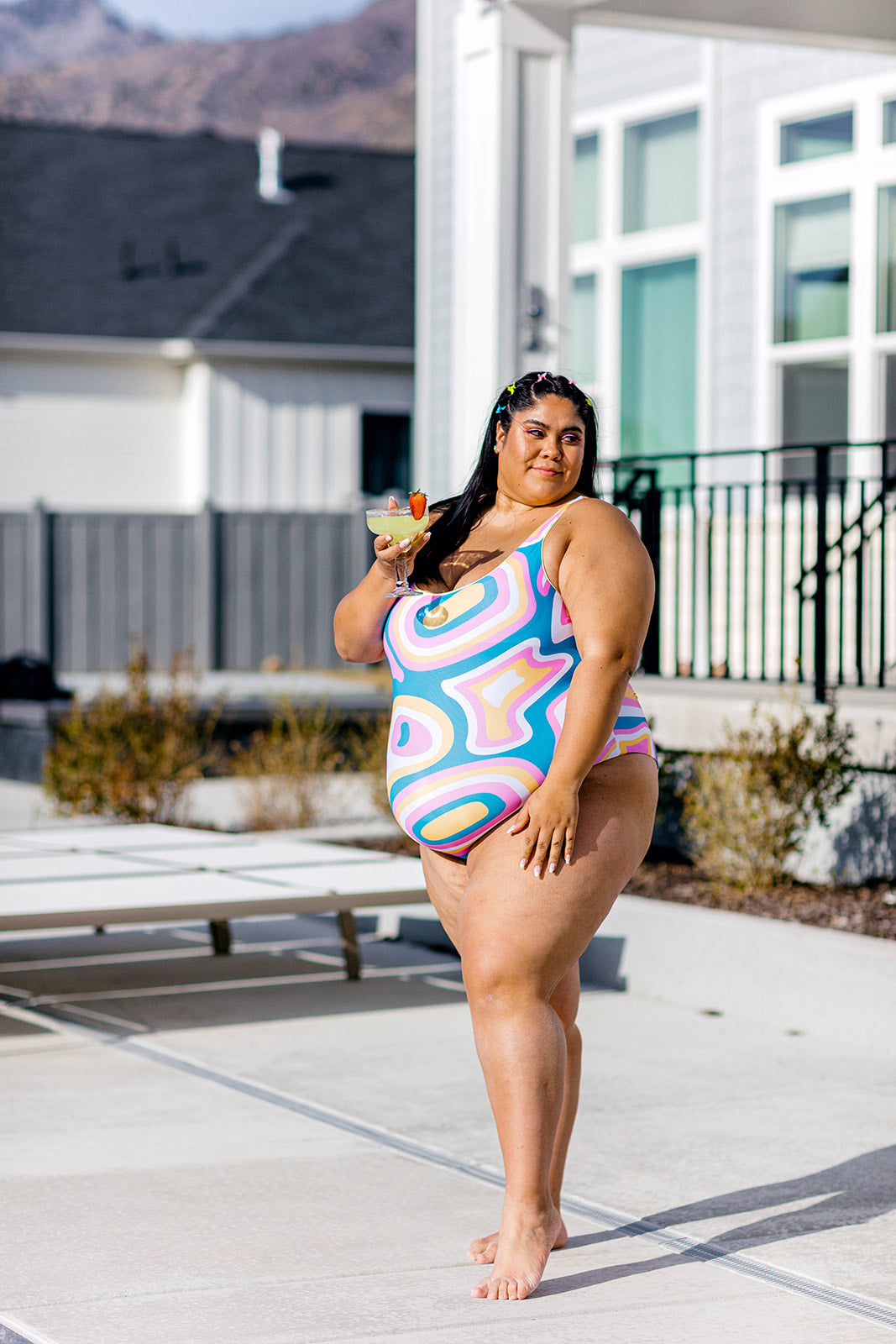 TABY ORIGINAL DESIGN: Catch You On The Flip Side REVERSIBLE SWIM IN SIZES XS-5X***